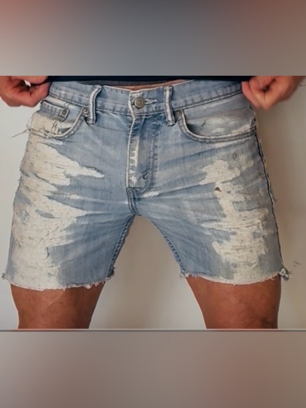 My last pair!! Levi's Light Blue Distressed Levi’s 512 Denim Cutoff Shorts 31